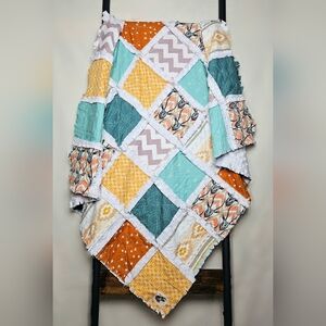 Modern Crib Quilt, Rag Quilt, Patchwork Quilt